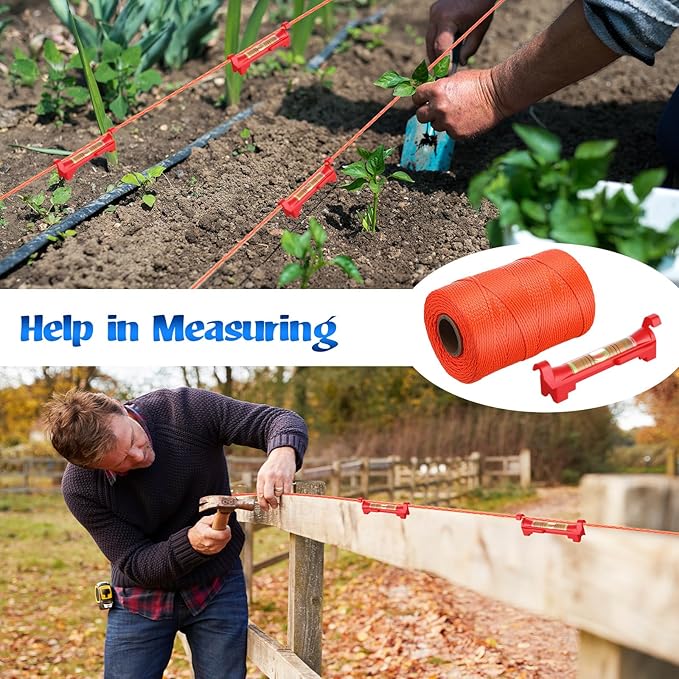 2 Pack #18 500 ft Mason Line String & 10 Pack Built-in Levels, String Level Line Kit for DIY, Gardening Work, Construction Twine Outdoor Projects Layout Brick Working