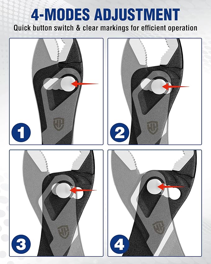 WORKPRO 8.5 Inch Slip Joint Pliers, High Carbon Steel Pliers Tool with 4-Modes Adjustment, TPR Handle, Box-joint Design, Diamond-Grip Jaws with Nail Puller Teeth For Maximum Grip