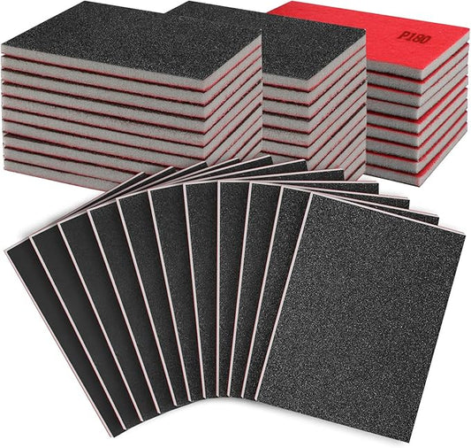 27 Pcs Sanding Sponge Pads 180 Grit, Wet Dry Washable Foam Sanding Block, Abrasive Sand Paper, Reusable Sanding Paper for Hand Sanders, Wood, Metal, Auto, Drywall, Furniture Polishing