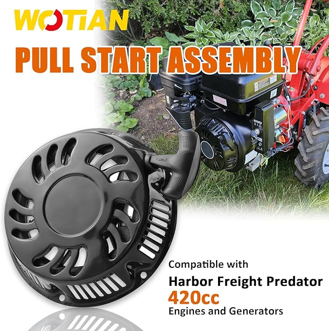 WOTIAN Recoil Pull Starter Assembly Compatible with Predator 420cc 13hp Engine Replacement Parts 60340/60349 for Pressure Washers/Water Pumps/Blowers/Generator