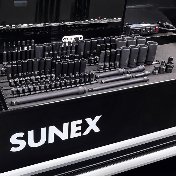SUNEX 10105 3/8" & 1/2" Drive SAE & Metric 6 Point Standard & Deep with Star (E and Tamperproof), Triple Square, & Hex Bit, 105-Piece