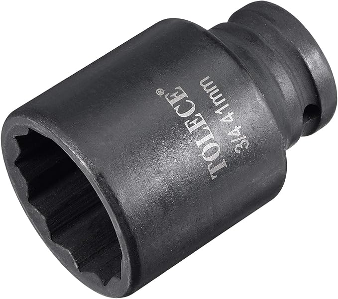 uxcell 3/4-Inch Drive 41mm 12-Point Deep Impact Socket, CR-MO Steel 78mm Length, Metric Sizes