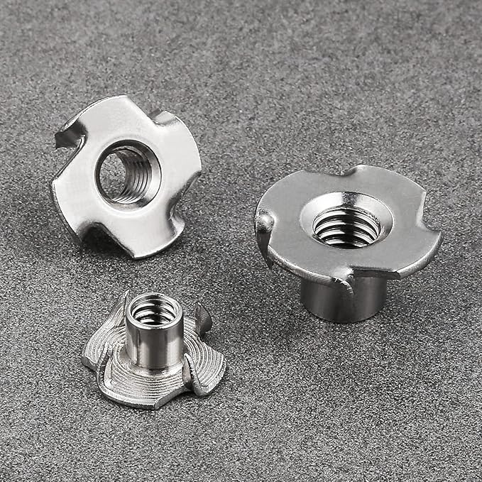 100pcs M4x8 T-nut 304 Stainless Steel Four-jaw - for Home, Hotel Outdoor Threaded Insertion