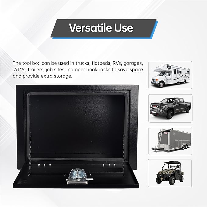 36 Inches Steel Underbody Tool Boxes竊똇eavy Duty Flatbed Tool Box with Lock and Key, Black (36" *24 "*24")