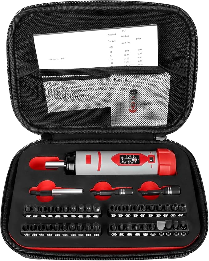 Torque Screwdriver Set 7.91 N쨌m (10-70 in-lbs) 1/4" Drive with 40 S2 Bits, Extended Bits Holder, Sleeve and Storage Bag, Perfect for Bike Repair, Scope Mounting, and Professional Maintenance