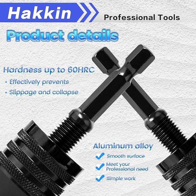 Hakkin 5Pcs Keyless Drill Chuck for Impact Driver, 1/4" Hex Shank 1/8" 1/16" Round Shank Drill Chuck, Drill Bit Adapter Quick Change Adapter for Impact Drill Tool