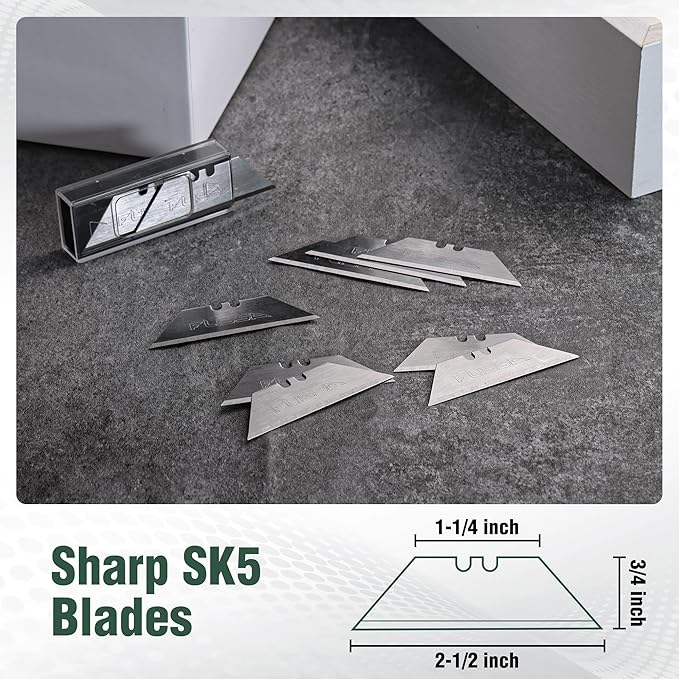 FLISSA Replaceable Blade Folding Knife, 3-in-1 Pocket Hunting Knives, Liner Lock Knife for Hunting, Skinning & Field Dressing, Green G10 Handle, Includes 16 Blades