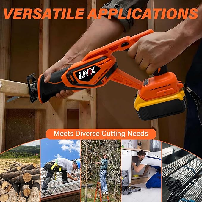 Cordless Reciprocating Saw for DEWALT 20V MAX Battery, Brushless Electric Recip Saw with 4 Blades, 0-2800 SPM Variable Speed, Tool-Free Blade Change, for Wood/PVC/Metal Cutting