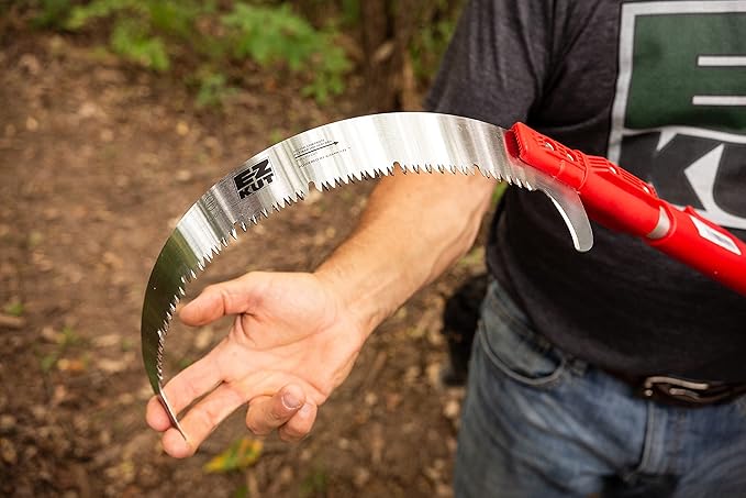 EZ Kut Kamikaze 15??Extendable Tree Trimmer Pole Saw - Branch Cutter with Single Hook Pole Saw Blade for Branch Removal - Best Pole Saws for Tree Trimming. Tree pruner pole saw since 1988