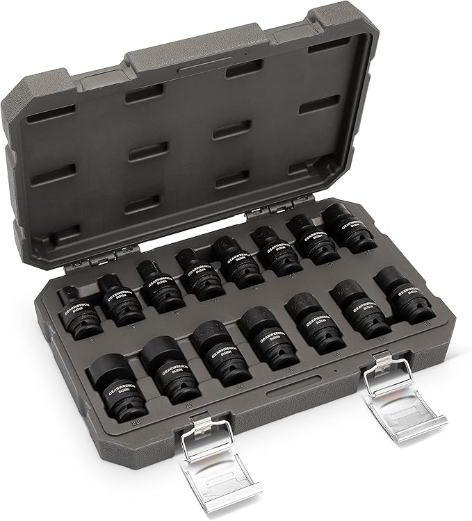 GEARWRENCH 15 Piece 3/8inch Drive 6 Point Universal Impact Socket Set, Metric - 84918N (Pack of 6)