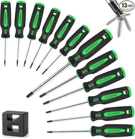 13 Pieces Magnetic Torx Screwdriver Set 竊똖5 -T40 Star Screwdrivers