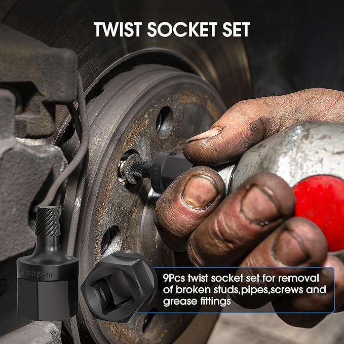 27-Pieces Twist socket & Stud extractor for Damaged, Frozen, Studs, Rusted, Rounded-Off Bolts, Nuts & Screws, Cr-Mo Steel