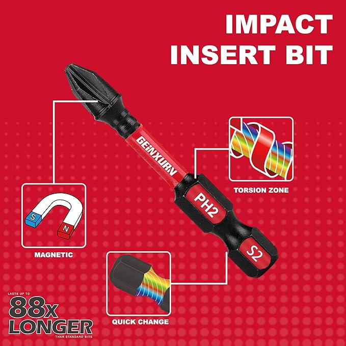 Impact Tough Mixed #1#2#3 Phillips D2 Steel Long Extension Insert Driver Bits, 41Pack 1/4 Inch Hex Shank Long Cross Magnetic PH1/PH2/PH3 Screwdriver Bits Set with 1Pcs Magnetic Bit Holder