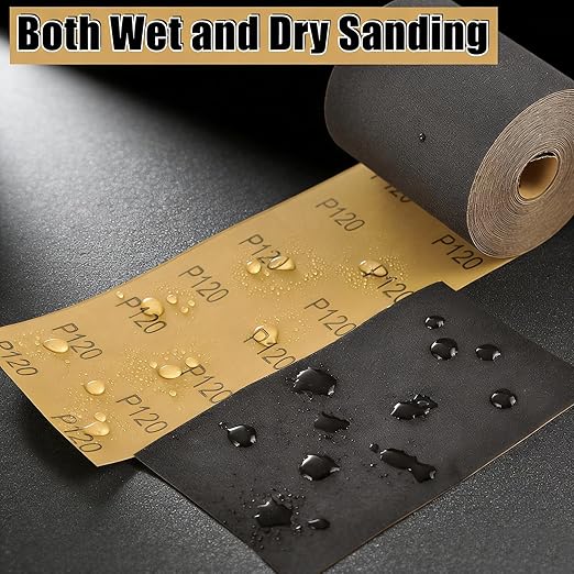MAXMAN 1200 Grit Sandpaper Roll, Silicon Carbide Wet Dry Longboard Sand Paper, 3-2/3" Wide Continuous 11 Yard Long Continuous Roll, for Auto, Wood, Metal Sanding Polishing, Hand Sanding Blocks
