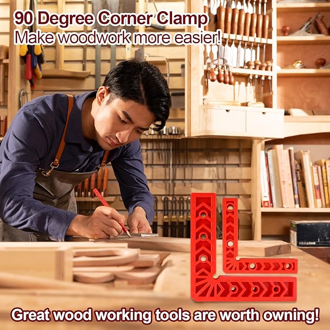 Versatile 90 Degree Clamp Set ??Essential Woodworking Tools for Pictures Frames, Cabinets, and Boxes (3" 4" 6") with Clamps for Woodworking