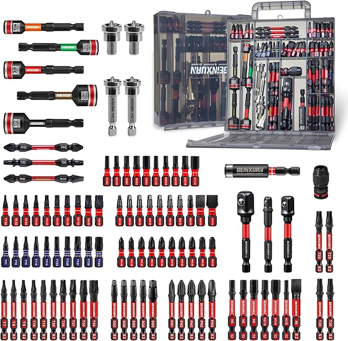 98Pieces 1??2??Impact Screwdriver Bits Set, Magnetic S2 Steel (Phillips/Slotted/Square/Torx/Hex/Security Torx) Driver Bits Tips,Impact Bit Holder and Nut Driver with Grey Storage Box Case