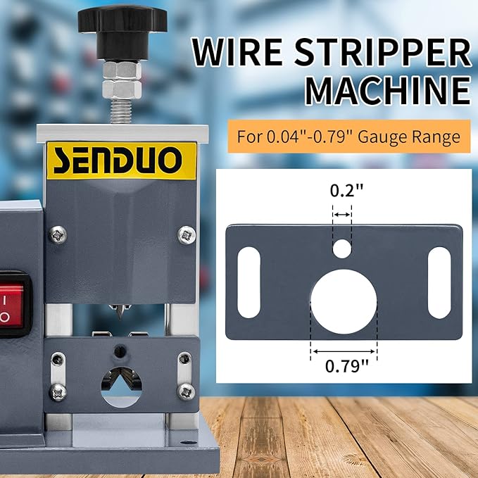 SENDUO Automatic Wire Stripper Machine,25W 0.04" - 0.79" Electric Wire Stripping Machine,with Free Replacement Blades,Portable cable stripper for Scrap Copper Wire Cable Recycling
