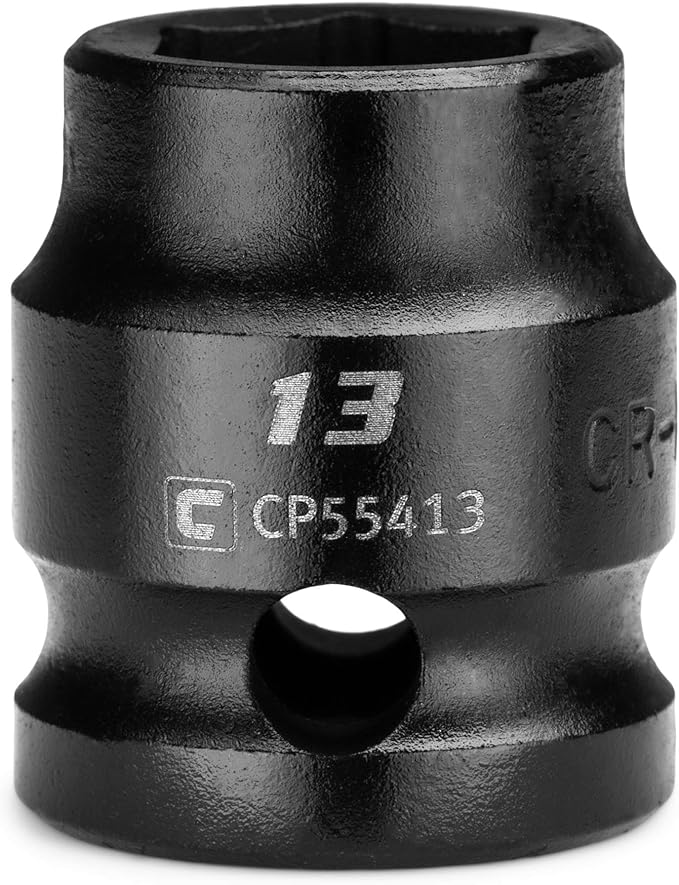 Capri Tools 13 mm Stubby Impact Socket, 1/2 in. Drive, 6-Point, Metric