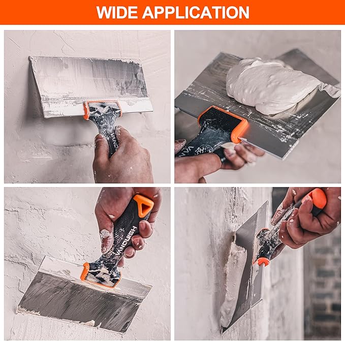 VANQUISH 8 Inch Stainless Steel Drywall Taping Knife, Soft Grip Handle, Perfect for Drywall Joint Taping, Finishing & Patching 3590