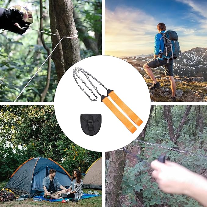 Portable Pocket Rope Saw,Two-sided Teeth, Faster with Cutting Blade ON Every Link,Best Compact Folding Hand Saw Tool for Survival Gear,Camping,Hunting