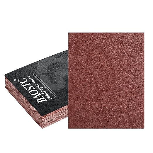 1/4 Sandpaper Sheet ??4-1/2??x 5-1/2?? P60 Grit, Red Aluminum Oxide, Plain Backing, 50-Pack ??Sandpaper Sheets for Palm Sanders and Woodworking