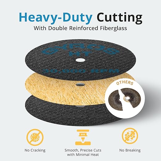 GYROS Cut-Off Wheels for Rotary Tools ??2??High-Tensile Fiberglass Reinforced, 50-Pack | Bulk for Cutting Hardened/Unhardened Steel, Steel Alloys, Hard Bronze, Metal | Made in USA 11-32208/50