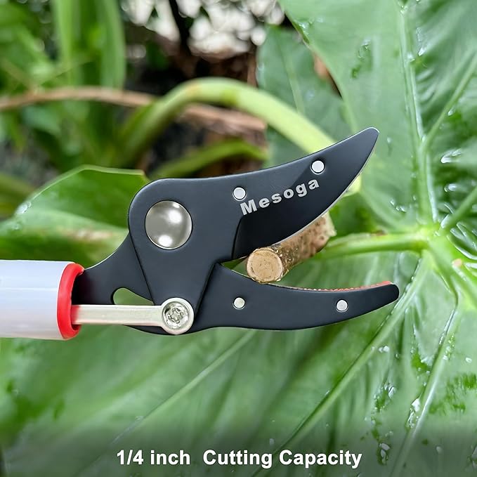 Tree Pruner, 4 FT Long Reach Pruner with SK5 Steel Blade, Aluminum Pole Tree Trimmer, Fruit Picking Tool