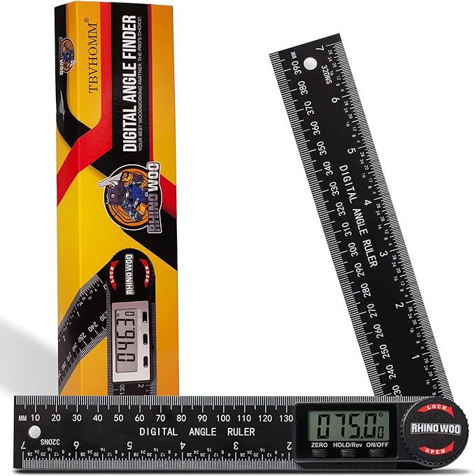Digital Angle Finder Protractor, Angle Measuring Tool for Woodworking/Carpenter/Construction/Handmade Measurement竊똀ngle Finder Ruler with 7inch/200mm(2 Batteries Included) (Enhanced ABS)