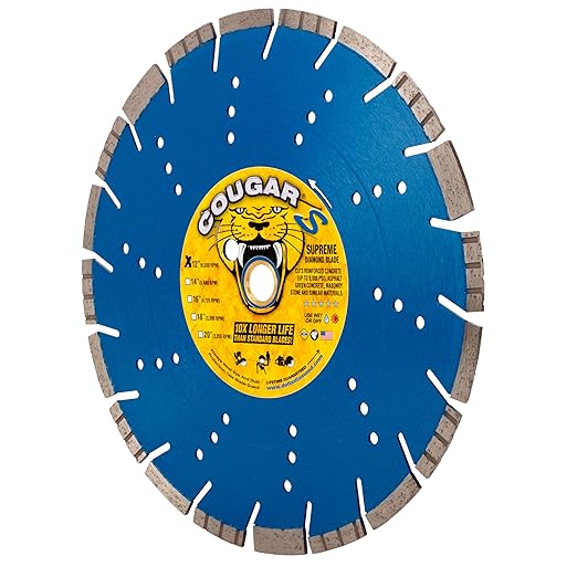 Cougar S 12 Inch Concrete Diamond Blade, Supreme Segmented Blade, Dry/Wet Fast Cutting High-PSI Concrete, Asphalt, Green Concrete, Stone, 1"-20mm Arbor