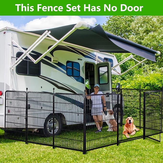 Garden Fencing 48in High No Door, 12 Panels Total 26.6Ft(L) Dog Fence Outdoor for Yard. Black Metal Fencing for Yard 4ft Tall, Flower Bed Fence, Animal Barrier Fences