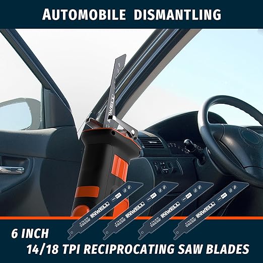 Reciprocating Saw Blades Set, 6 Inch 14/18TPI Blades for Metal Pipe, Angle Steel & Rebar Cutting, Pack of 8