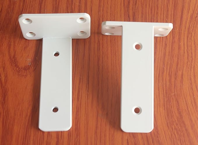 12 Pack - 5 inch White Hidden L Shelf Bracket (1/5 Inch Thicked) Iron Floating Shelf Brackets Rustic Industrial Metal Brackets for Shelf Support