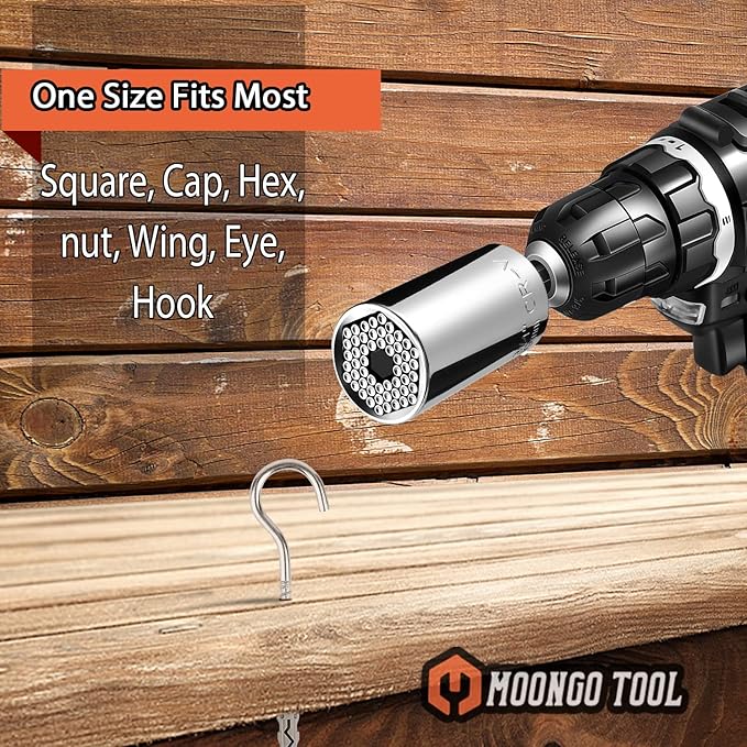 Super Universal Socket Tools Gifts for Men - Christmas Stocking Stuffers for Men Grip Socket Set with Power Drill Adapter Cool Stuff Ideas Gadgets for Him Birthday Gifts for Dad Women Husband
