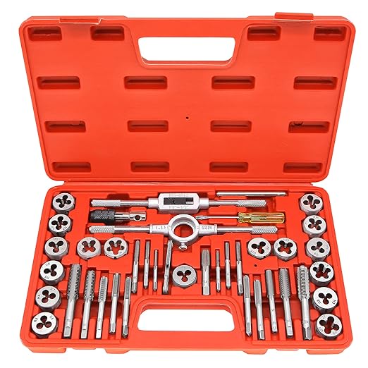 GMTOOLS 40PCS Tap and Die Set, Metric Size Standard M3 to M12, Threading Tool Set for Cutting External and Internal Threads with Adjustable Handles, Complete Accessories and Storage Case