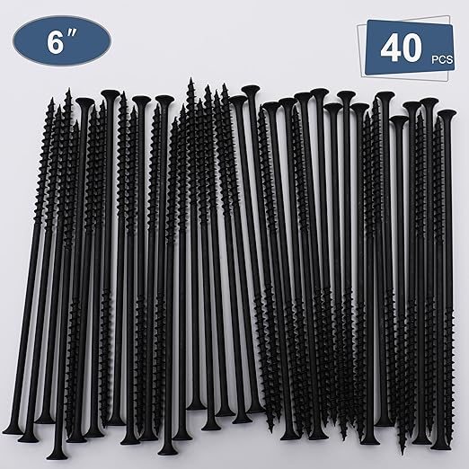 40pcs #10 횞 6 inch High Hardness Drywall Screws, Black, Coarse Thread, Phillips Drive, Bugle Head, Black Wood Screws, Long Screws, Wood and More