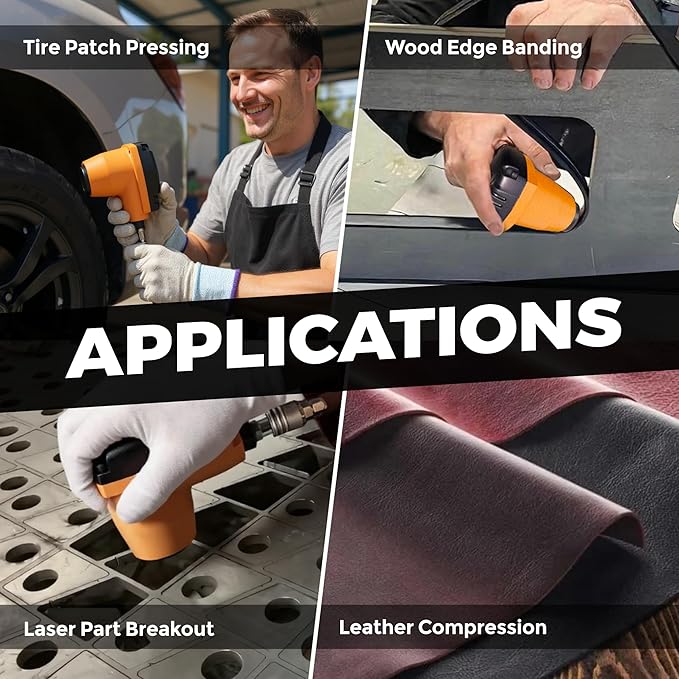 Pneumatic Palm Hammer, 1000 BPM Automatic Air Impact Tool with Non-Marring Tip, Easy One-Hand Grip for Wood Edge Banding, Metal Part Removal, Tire Patch Leather Work