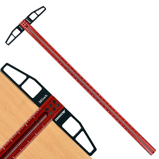 TYDEEY 12, 24, 31, 39 in Precision Ruler Square T-Shaped Woodworking Scriber Measuring Tool, Aluminum Alloy Architect Ruler for Carpenter Work, T Type Wood Layout and Measuring Tools (39 Inch)