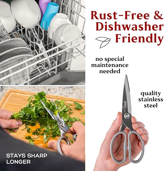 Premium Kitchen Scissors by Gidli ??Lifetime Replacement Warranty* - Heavy Duty Kitchen Shears for Food ??All-Purpose Stainless Steel Scissors ??Dishwasher Safe, Comes Apart for Easy Cleaning