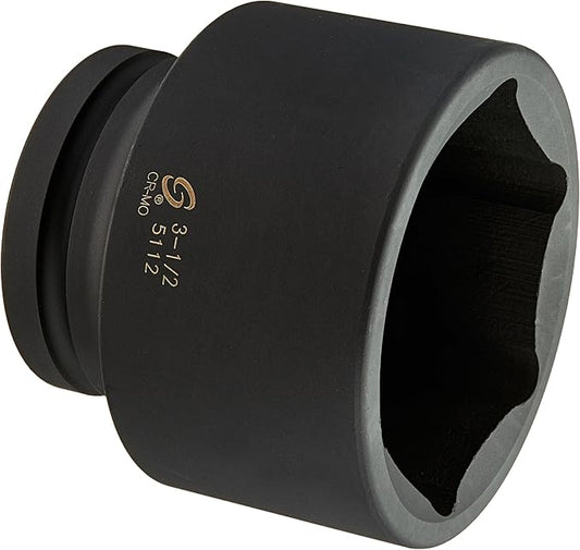 SUNEX TOOLS 5112 1" Drive Standard 6 Point Impact Socket 3-1/2"