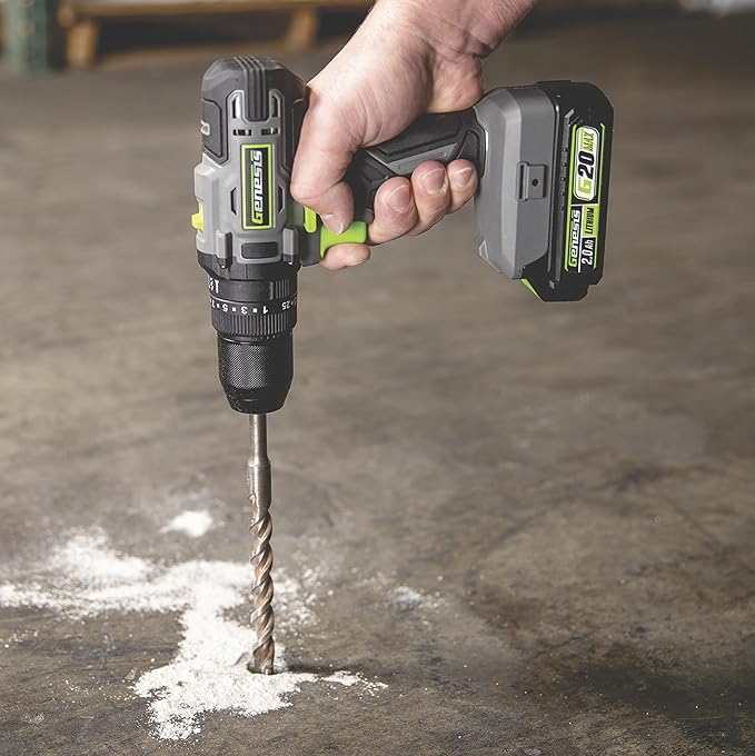 Genesis G20MAX 20V Cordless 1/2" Hammer Drill with 2.0Ah Battery & Charger, All-Metal Ratcheting Chuck, 2-Speed Range (GLHD20B)