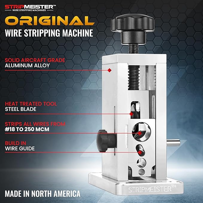 StripMeister Original Drill-Powered Wire Stripper ??Wire Sizes Up To 횠3/4", Jam-Free, Copper Wire, Built for Safety, Speed, and Efficiency - Portable Wire Stripping Machine