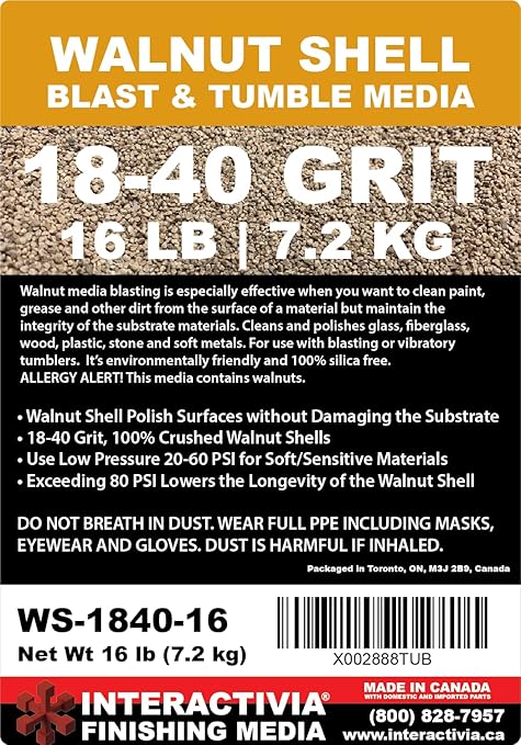 16 lbs or 7.2 kg Ground Walnut Shell Media 18-40 Grit - Fine Walnut Shells for Tumbling, Vibratory Or Blasting