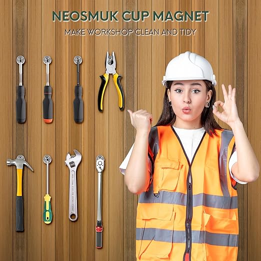 Neosmuk Magnets with Screws,60lbs+ Heavy Duty Rare Earth Neodymium Mounting Magnets with Holes, Countersunk Round Disc Industrial Magnets for Wall Mounting, 10 Pack