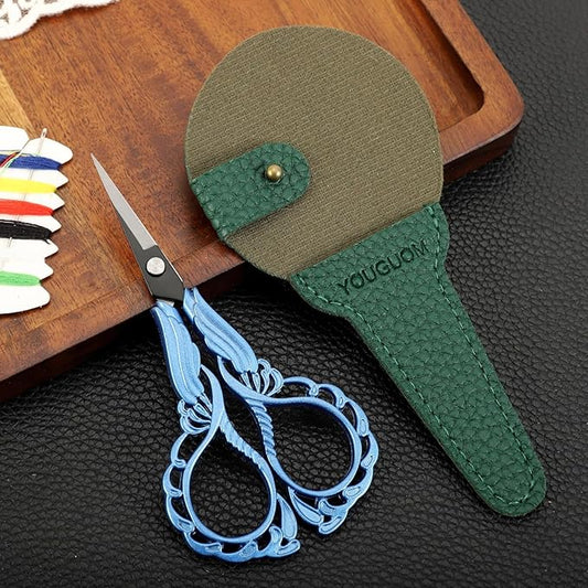Precision Detail Scissors, Mini Sewing Embroidery Scissor with Cover for Crafts Artwork Needlepoint Cross Stitch Paper Cutting Thread Snips Blue