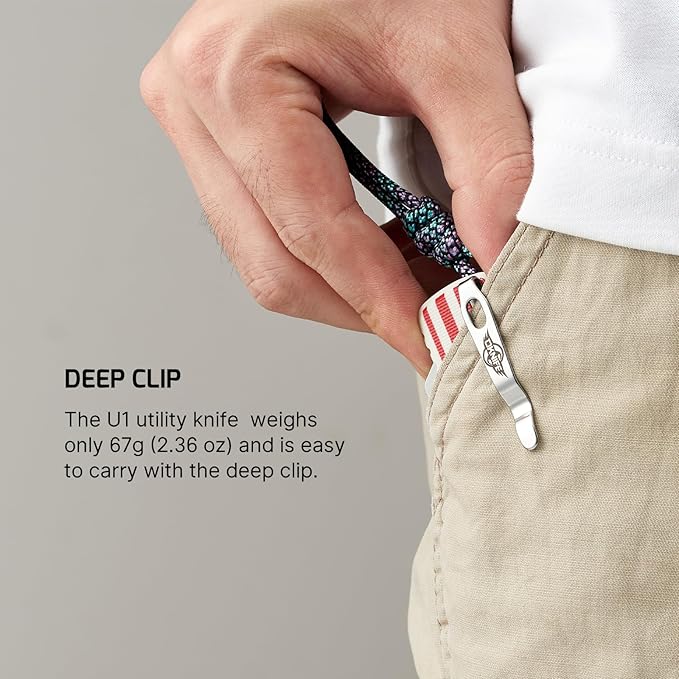 OKNIFE Otacle U1 Folding Pocket Utility Knife, Quick Change Box Cutter with Rail Lock, EDC Razor Knife with Pocket Clip for Office, Factory (Stars&Stripes)