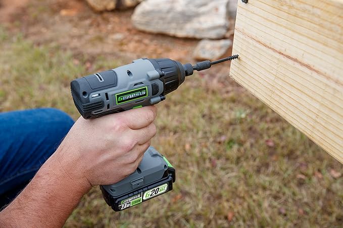 Genesis G20MAX 20V Cordless 1/4" Impact Driver with Battery and Charger 2.0Ah, 1600 in-lbs (GLID20B)
