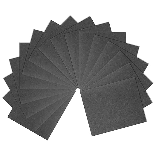 HARFINGTON 15pcs Sandpaper 80 Grit 9 x 11 Inch C-Weight Backing Silicon Carbide Abrasive Wet Dry Sanding Sheets for Wood Finishing, Metal Sanding, Automotive Polishing