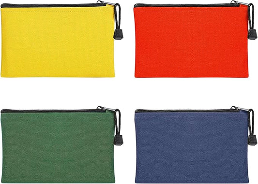 ANPHSIN 7''x4.7'' Canvas Tool Bags Pouches - 4 Pack Heavy Duty Zipper Pouch Set, Multipurpose Small Tools Storage Organizer with Dependable Zipper