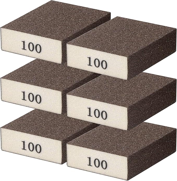 6Pcs Sanding Sponge 100 Coarse Medium Fine Grit Sanding Block Washable and Reusable for Wood, Metal, Wall Polish