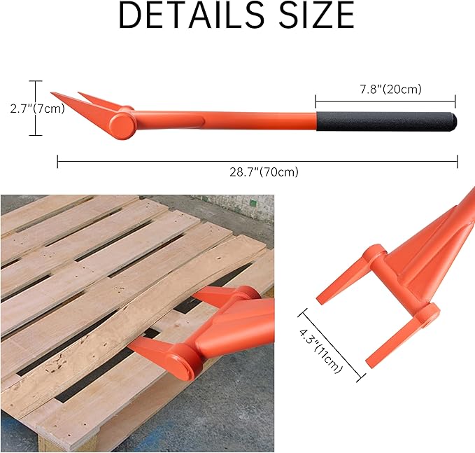 Upgrade ZOOKASEA Pallet Buster 28" with Handle, Heavy Duty Deck Board Removal Tool,Non-Slip Pry Bar Breaker for Flooring, Framing, Roofing and Construction